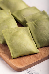Green Italian ravioli