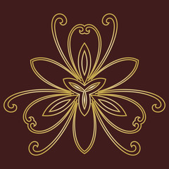 Floral vector golden pattern with fine arabesques. Abstract oriental ornament