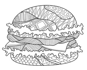Hamburger Zentangle Coloring Page