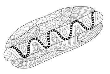 Hot Dog Zentangle Coloring Page - 102507539