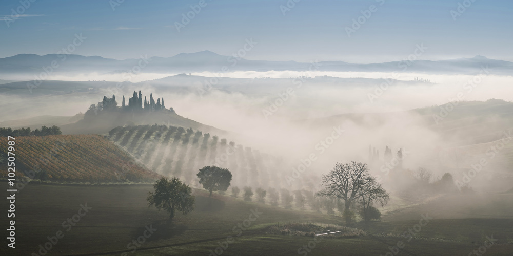 Wall mural Landscape with hills and trees