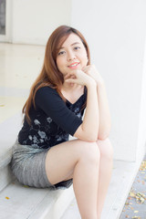 Fototapeta premium Portrait of thai adult businesswoman beautiful girl relax and smile