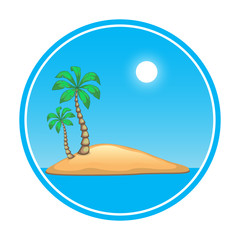 island with palms trees in the ocean under the sun