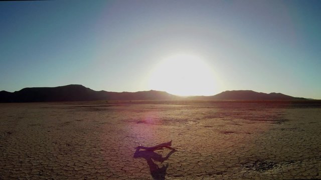 Sunset on a dry lake in the desert