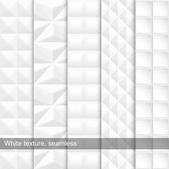 Set of white seamless texture.