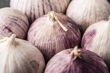 Garlic background close-up