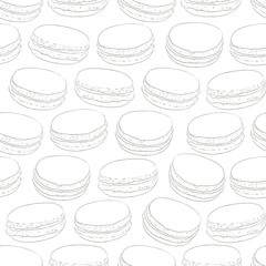Seamless pattern of doodle macaroons. Sketch macaroon. Macaroons