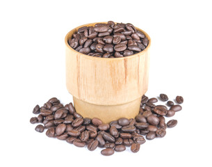 Coffee Beans,Wood glass on white background.
