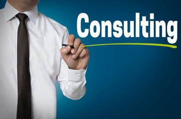Consulting is written by businessman background concept