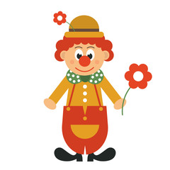 clown in hat with flower