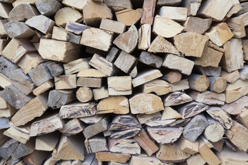 Chopped firewood, stacked and ready for winter.