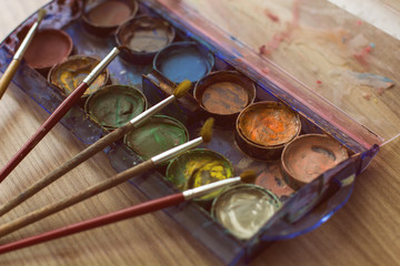 Naklejka premium Brushes and Watercolor