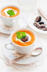Cream Carrot and Truffle Soup in a Cup