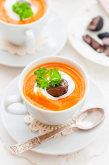 Cream Carrot and Truffle Soup in a Cup