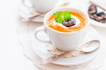 Cream Carrot and Truffle Soup in a Cup