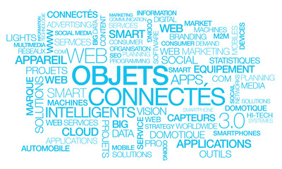 Fototapeta premium Objets Connectés appareils intelligents domotique internet des objets nuage de mots texte 