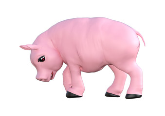 Pink Pig on White