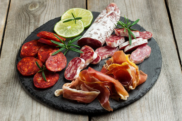 Traditional spanish tapas or italian antipasti