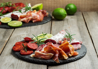 Traditional spanish tapas or italian antipasti