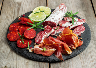 Traditional spanish tapas or italian antipasti