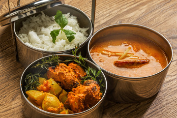 一般的なインドカレー　Typical Indian curry set
