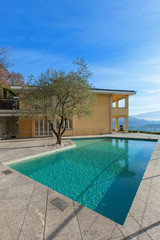 modern building with pool