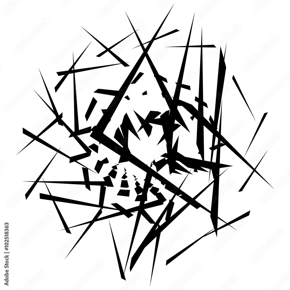 Poster abstract monochrome graphic with scattered, random shapes