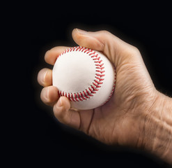 Man's hand with a baseball ball
