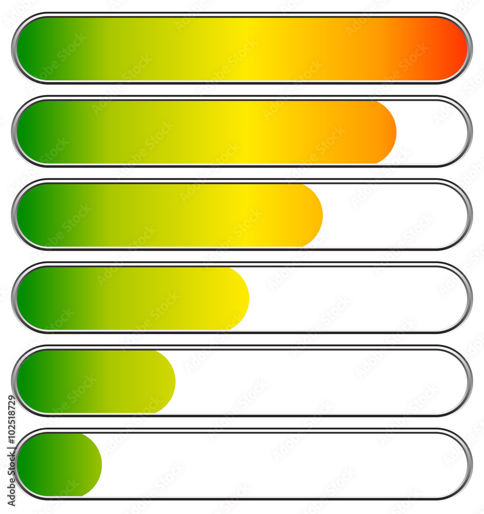 Poster loading, progress bars, indicators. levels from low to high. edi
