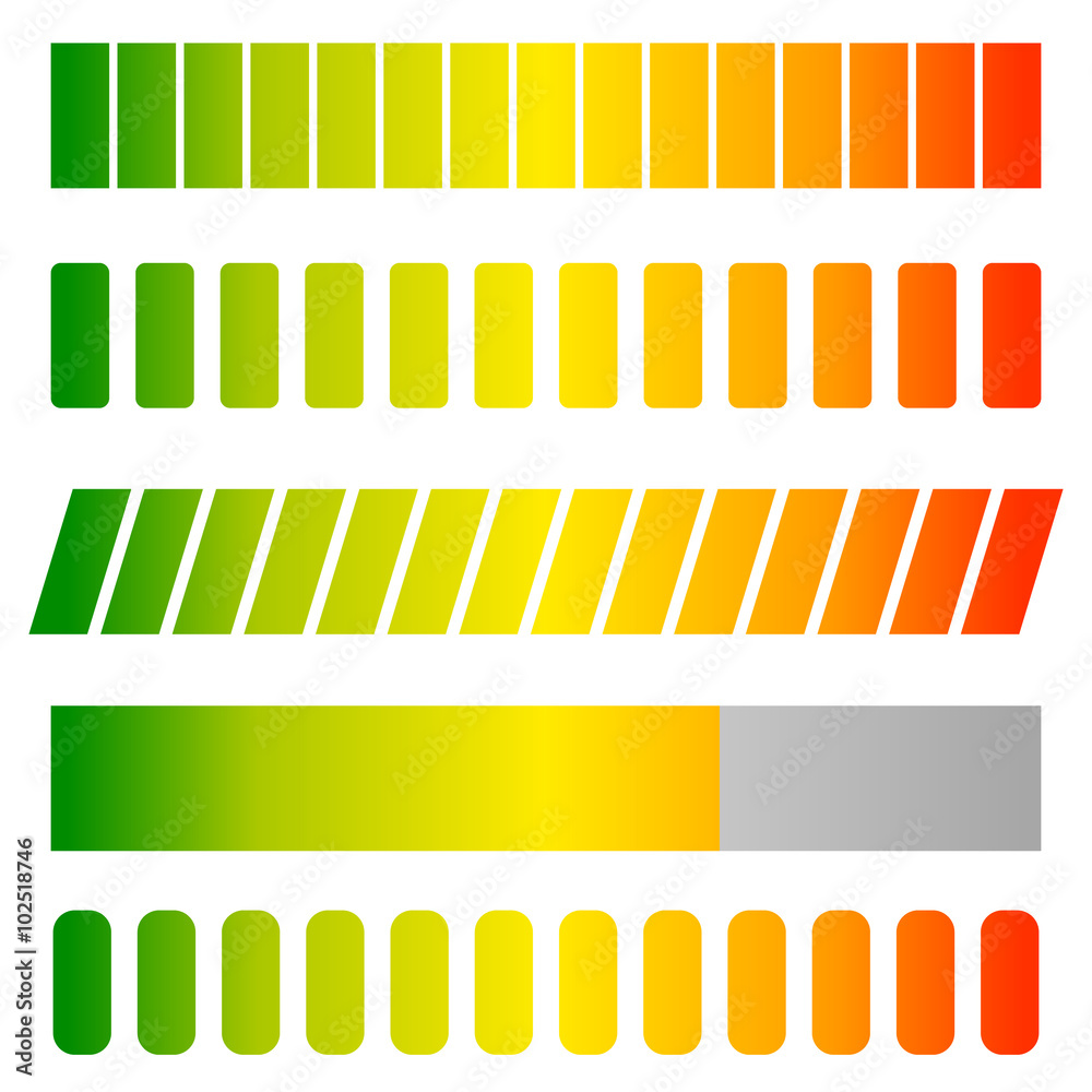 Poster loading, progress bars, indicators. levels from low to high. edi