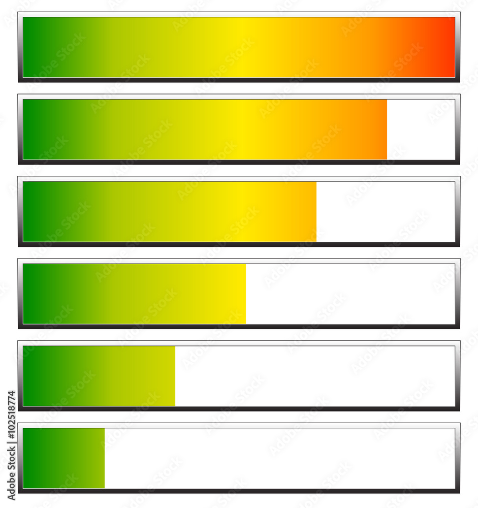 Poster Loading, progress bars, indicators. Levels from low to high. edi
