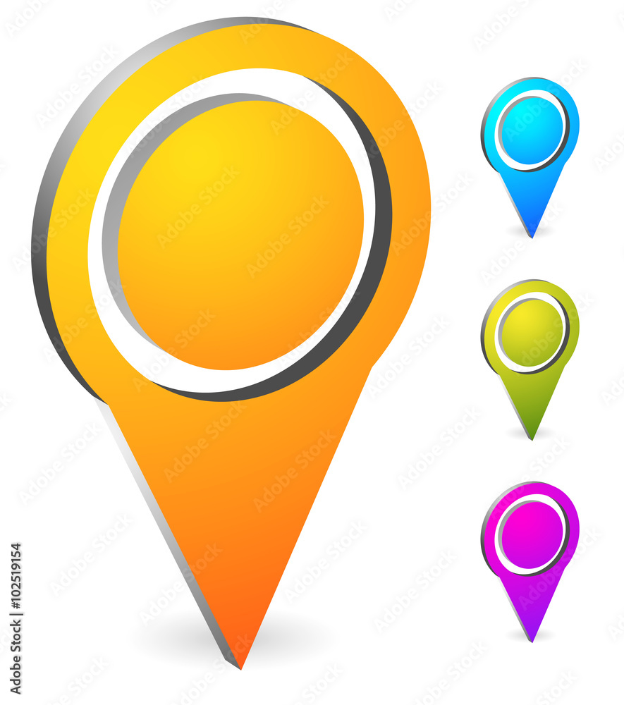 Aufkleber map marker, map pin set. abstract pushpins, thumbtacks. vector.