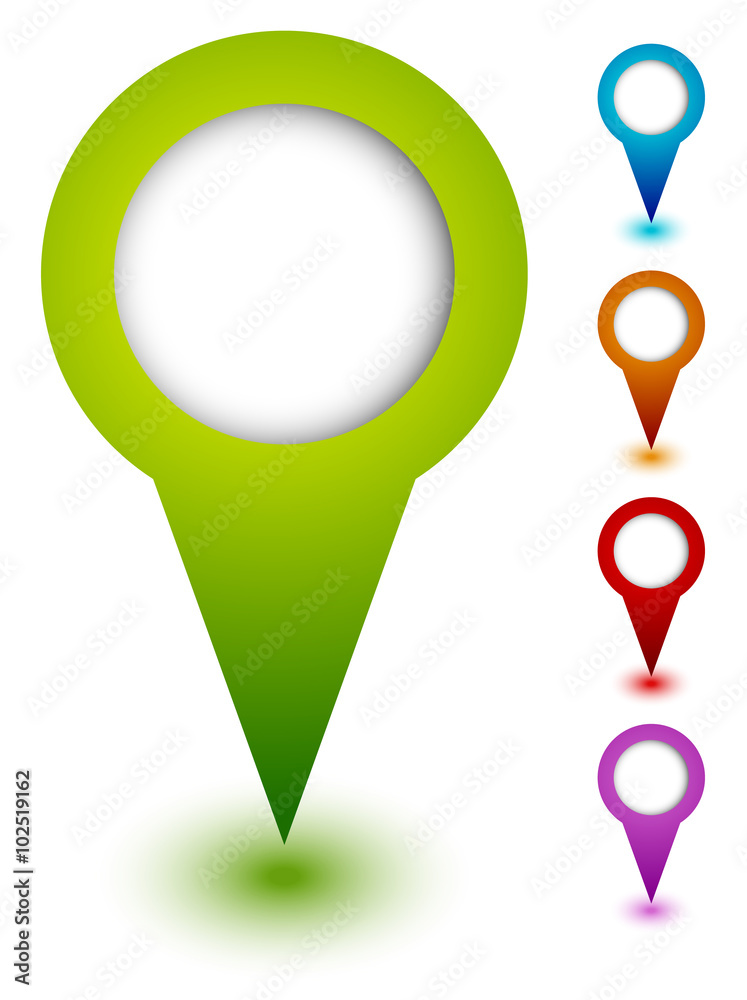 Aufkleber map marker, map pin set. abstract pushpins, thumbtacks. vector.