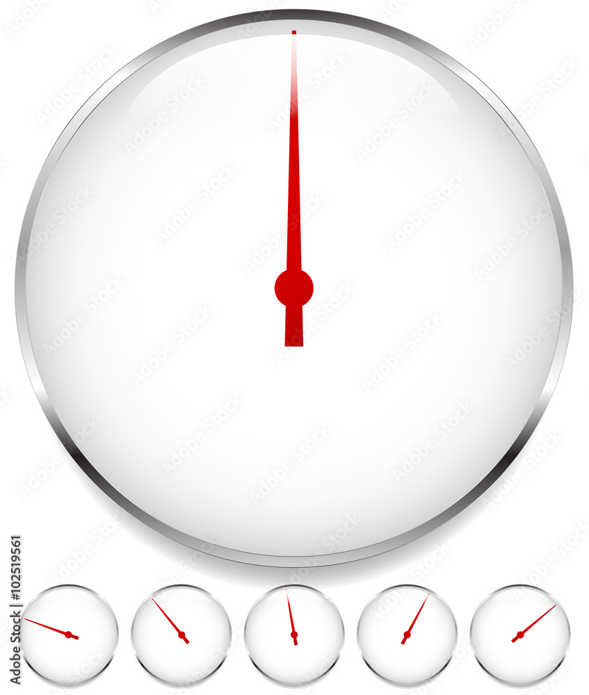 Poster blank dial, gauge elements in sequence with red needle