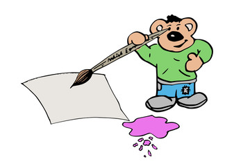 illustratie van beer die aan het schilderen is 