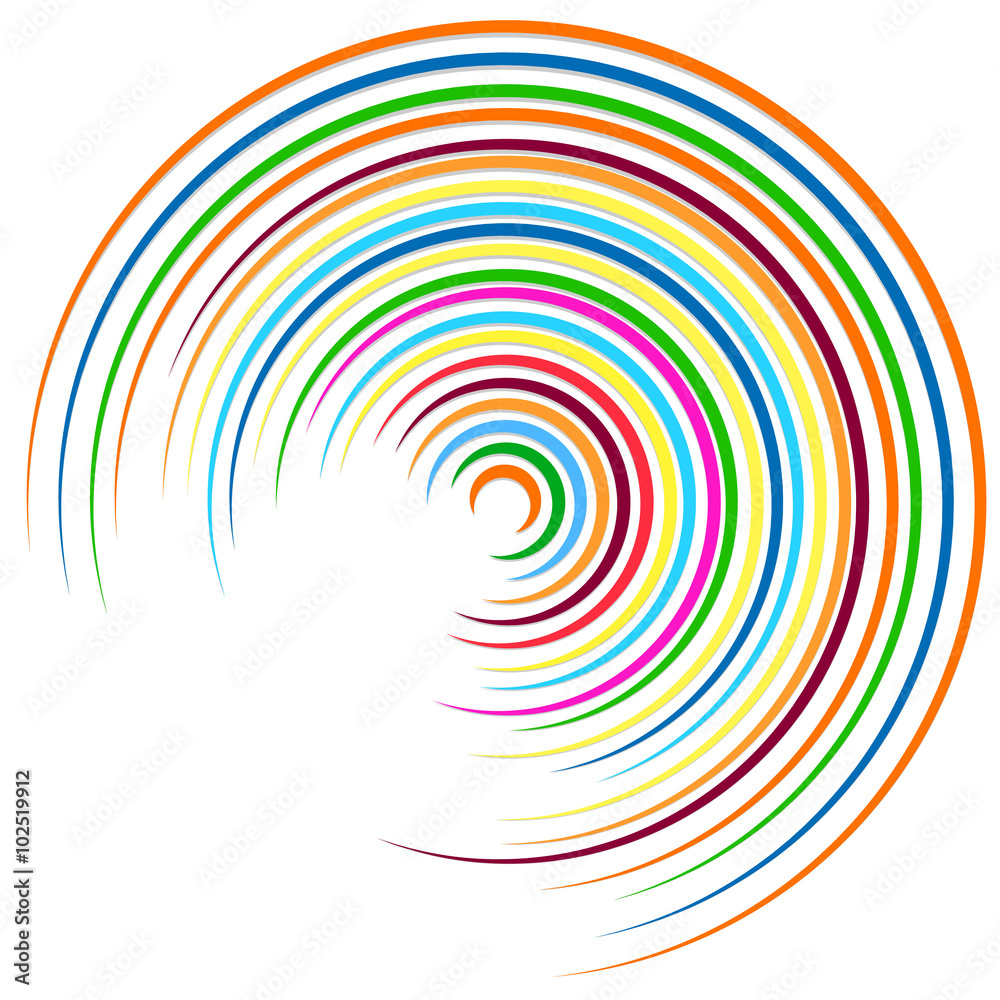 Poster random colorful circular, concentric lines abstract element