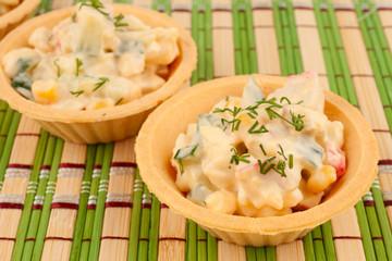 Tartlets with crab salad