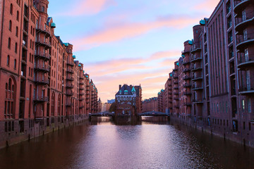 Naklejka premium Historic Speicherstadt (houses and bridges) in Hamburg