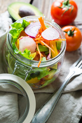 Vegetable salad in a jar