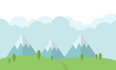 Flat Forest Landscape Mountain Background illustration