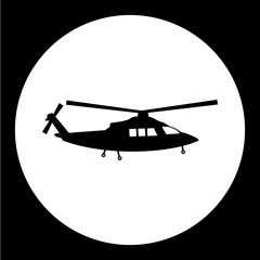 simple military helicopter isolated black icon eps10