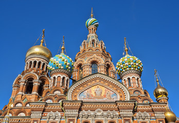 Fototapeta na wymiar The Church of the Savior on Spilled Blood is one of the main sights of St. Petersburg, Russia.