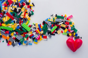 colorful block toy splash from red heart