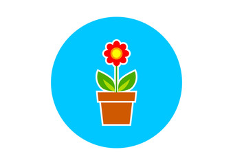 Round flower icon on white background