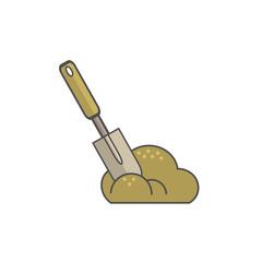 Illustration of flat design with garden spade in soil