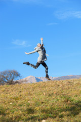 happy girl jumps