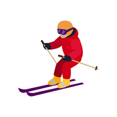 People Skiing Flat Style Design