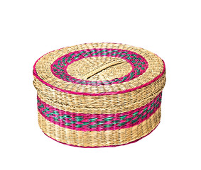 Round straw box with lid