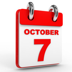 7 october calendar on white background.