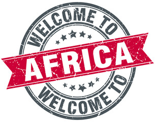 welcome to Africa red round vintage stamp